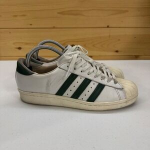 Adidas Superstar 80s White Collegiate Green Leather Sneakers B41719 Mens 7.5